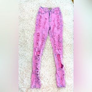 Pink ripped jeans